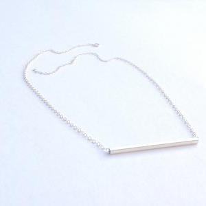 Silver necklace, tube bar necklace,..