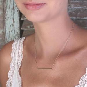 Gold Necklace, Tube Necklace, Bar Necklace, Simple..