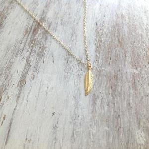 Feather necklace, gold necklace, go..