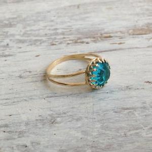 Gold Ring, Blue Zircon Ring, Gold And Blue,..