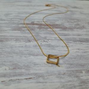Necklace, gold necklace, square gol..