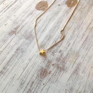 gold necklace, petite star necklace..