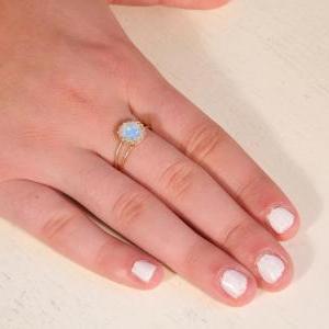 Opal Ring, Gemstone Ring, Stacking Ring, Genuine..