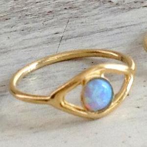 Evil eye ring, gold ring, stacking ..