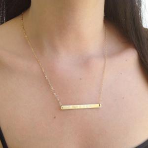 Personalized Bar Necklace, Gold Nameplate..