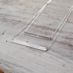 Double Bar Necklace, Sterling Silver Necklace,..