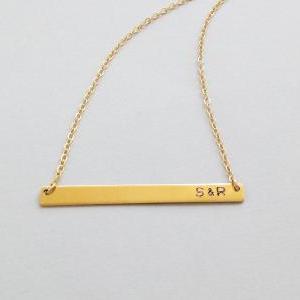 Initial necklace, personalized bar ..