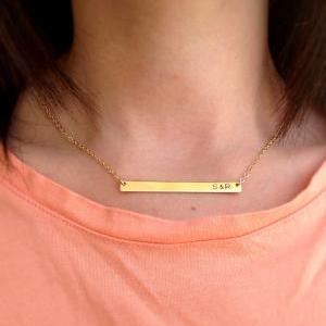 Initial necklace, personalized bar ..