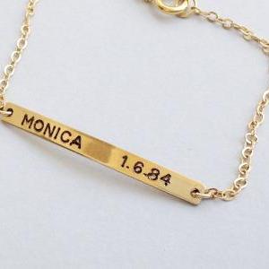 Nameplate Bracelet - Personalized Bar Bracelet -..