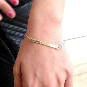 Gold bracelet - initial bracelet -p..