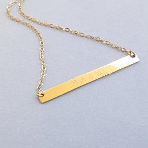 Personalized bar necklace, gold nam..
