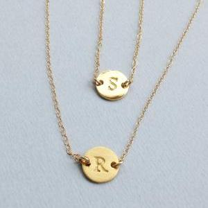 Initial Necklace - Gold Necklace- Set Of Two Gold..