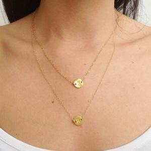 Initial Necklace - Gold Necklace- Set Of Two Gold..