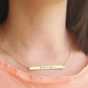 Nameplate Necklace - Personalized Bar Necklace -..