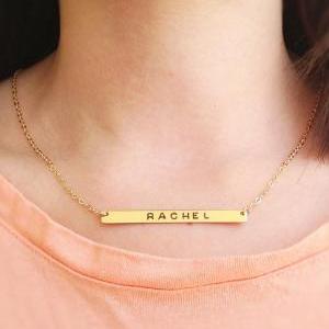Nameplate Necklace - Personalized Bar Necklace -..