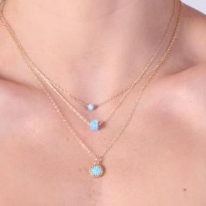 Gold Necklace, Gold Opal Necklace,opal Necklace,..