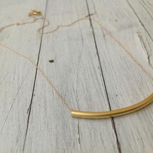 Gold Necklace, Bar Necklace, Curved Bar Necklace,..