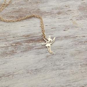 Gold Necklace, Tinkerbell Necklace, Charm..