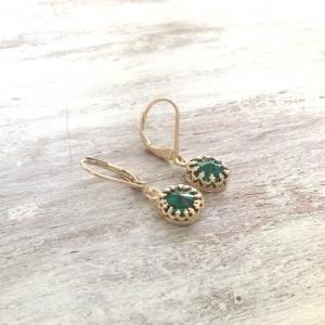 Gold Earrings, Emerald Earring, Dangle Earrings,..
