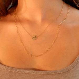 gold necklace, gold flower necklace..