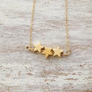 Gold Necklace, Star Necklace, Star Bead, Simple..