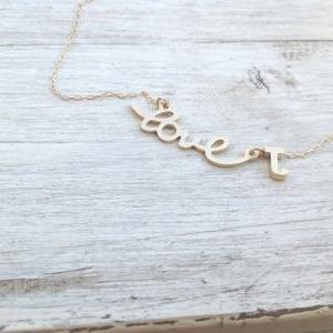 Initial necklace, gold initial char..