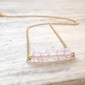 Gold Necklace, Delicate Necklace, Gold Pink..