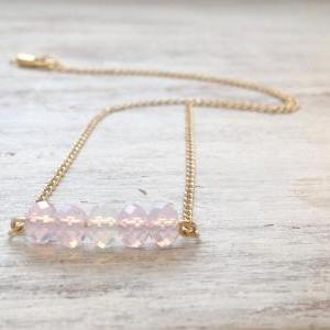 Gold Necklace, Delicate Necklace, Gold Pink..