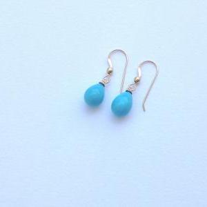 Gold Earrings, Turquoise Earrings, Gold Turquoise..