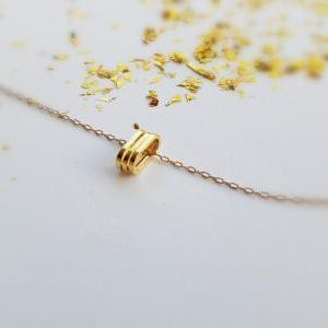 Gold Necklace, Gold Ellipse Necklace, Simple..