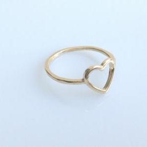 Gold Filled Ring, Heart Ring,knuckle Ring, Gold..