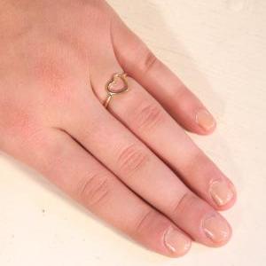 Gold Filled Ring, Heart Ring,knuckle Ring, Gold..