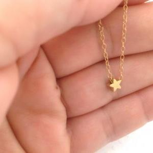 Gold Necklace, Gold Star Necklace, Star Bead,..