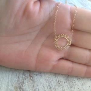 Gold Necklace, Gold Circle Necklace, Tiny..