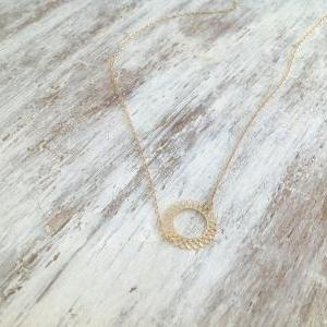 Gold Necklace, Gold Circle Necklace, Tiny..