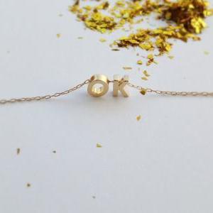 Gold Necklace, Initial Necklace, Personalized..