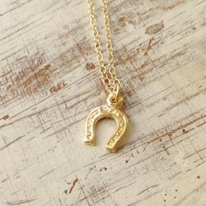 Gold Necklace, Gold Horseshoe Necklace, Simple..