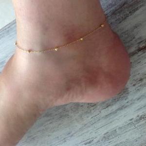 Gold Anklet, Gold Anklet Bracelet, Gold Bead..