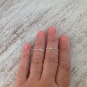 Silver ring, chain knuckle rings, s..