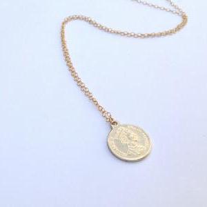Gold Necklace, Gold Coin Necklace, Coin Jewelry,..