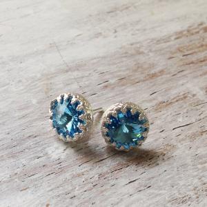 Silver earrings, aquamarine earring..