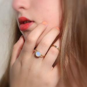 Opal Ring, Gemstone Ring, Stacking Ring, Genuine..