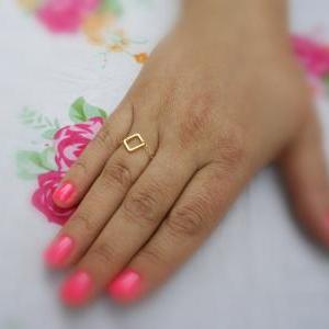Gold Ring, Chain Ring, Square Ring ,14k Gold..