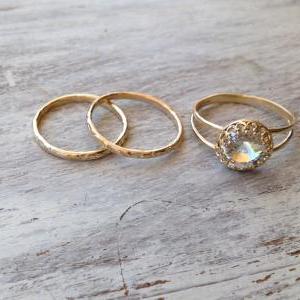 Set Of 3 Rings - Gold Ring, 3 Stacking Ring,..