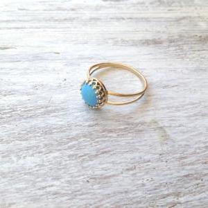 Gold Ring, Turquoise Ring, Stacking Ring, Vintage..