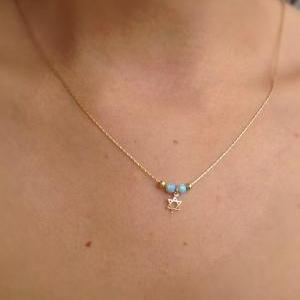 Gold necklace, opal necklace,star o..