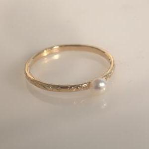 Thin Gold Ring, Pearl Ring, Stacking Rings,..