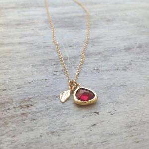 Gold Necklace, Ruby Necklace,red And Gold, Summer,..