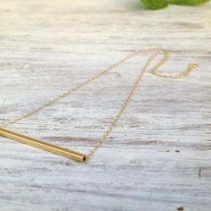 Gold necklace, tube necklace, bar n..