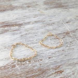 Gold Ring, Gold Chain Ring, Knuckle Ring, Set Of 2..